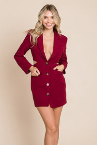 Thumbnail for Cut Out Lapel Neck Button Up Blazer Dress