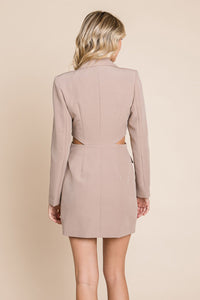 Thumbnail for Cut Out Lapel Neck Button Up Blazer Dress