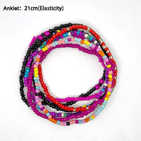 Thumbnail for 7Pcs/Set Bohemian Multicolor Beaded Chain Anklet Bracelet Set for