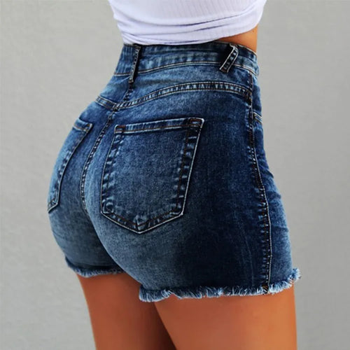 Trendy Mid-Rise Women's Denim Shorts with Frayed Edges and Tassels