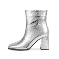 Thumbnail for 2024 Autumn New Fashion Silver Stone Pattern Ankle Boots for Women