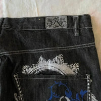 Thumbnail for 2024 American Retro Jeans Y2K Big Pattern Trousers Loose Jeans Gothic