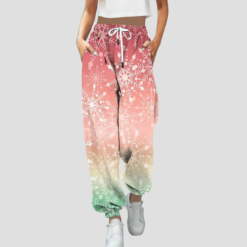 Women'S Vintage Printed Trousers Casual Loose Printed Christmas