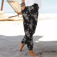 Thumbnail for Floral Printing Beach Pants For Women 2023 Summer Boho Casual Trousers