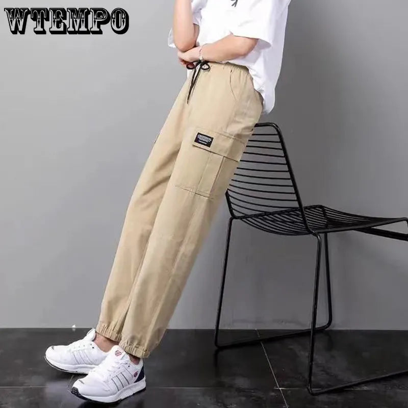 WTEMPO Overalls Women High Waist Sports Casual Pants Loose All-match