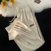 Thumbnail for QWEEK Baggy Striped Corduroy Sweatpants Women Streetwear Sporty Casual