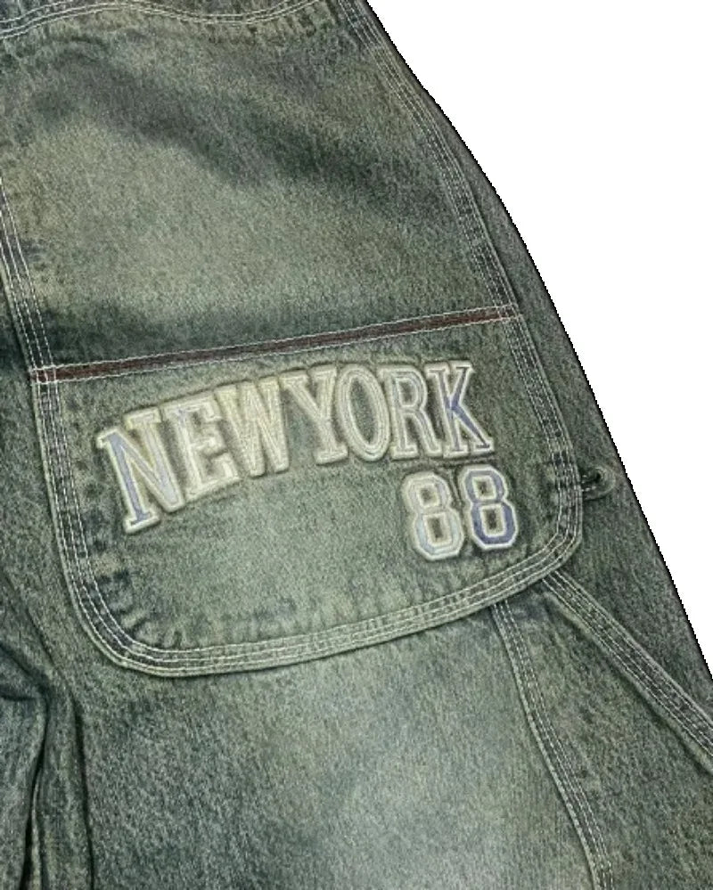 Y2K Street Jeans Hip-hop Letter Embroidery SIRI Classic Retro Loose