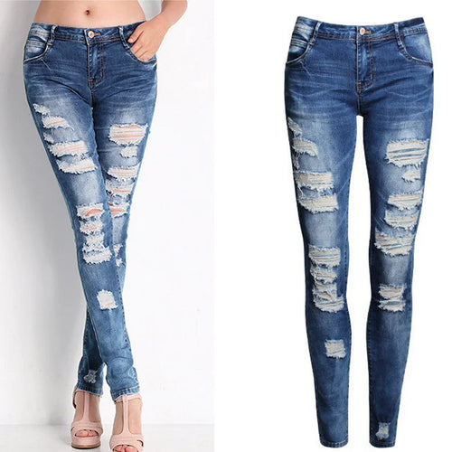 New Designer Denim Women 2022 High Waist Ripped Jeans for Women Skinny