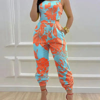 Thumbnail for Women's Jumpsuit Elegant Sexy Suspender Printed Jumpsuits Casual Hip