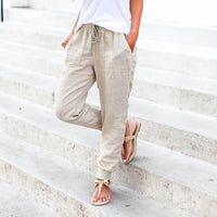 Thumbnail for Tops Cotton Linen Drawstring Y2k Cargo Pants Women Streetwear Elastic