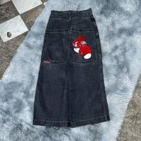 Thumbnail for Y2K Jeans Men Harajuku Hip Hop Retro Skull Graphic Embroidered Baggy