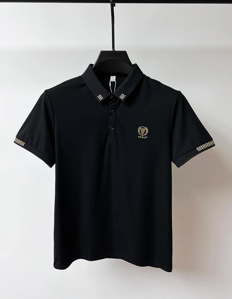 Brand high-end hot diamond embroidered POLO shirt short sleeve men's