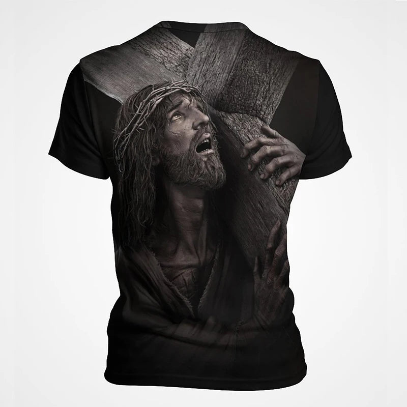 Jesus Christ 3D Print T-shirts Men Clothing Summer Fashion Casual