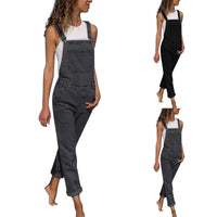 Thumbnail for Grunge Pants Plus Size Women's Button Front Adjustable Strap Denim