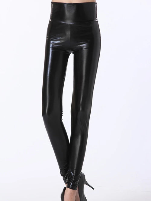 Shiny Sexy Leggings Women Pencil Pants High Waist Leggins Stretch