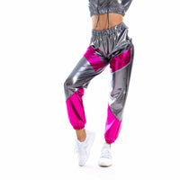 Thumbnail for Women High Waist Metallic Shiny Jogger Streetwear Hip Hop Trousers