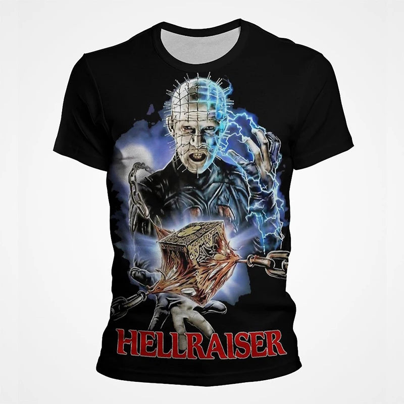 Horror Movie Hellraiser T-Shirts Scary 3D Printed Streetwear Men Women