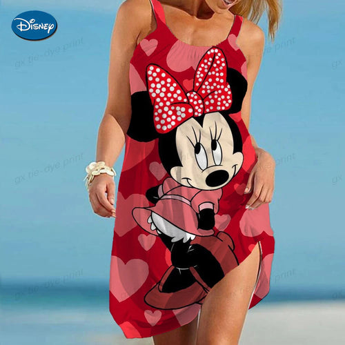 Cartoon Sexy Dress Minnie Mouse Robe Disney Summer Dresses Woman 2023