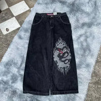 Thumbnail for Y2K Jeans Men Harajuku Hip Hop Retro Skull Graphic Embroidered Baggy