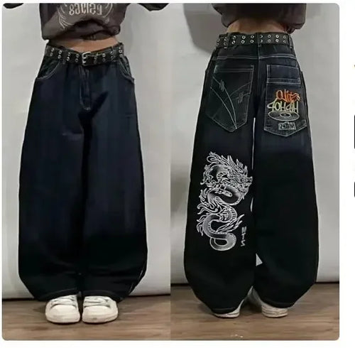 Y2K Street Jeans Hip-hop Letter Embroidery SIRI Classic Retro Loose