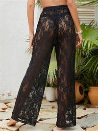 Thumbnail for Women Fashion Beach Pants Lace Crochet Mesh See-through High Waist