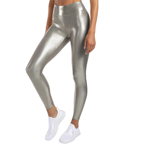 Women's Metallic Shiny Skinny Leggings Stretchy Naked Feeling Yoga