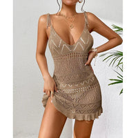 Thumbnail for Sexy Womens Crochet Beach Dress See-through Beachwear Pareo Swimsuit