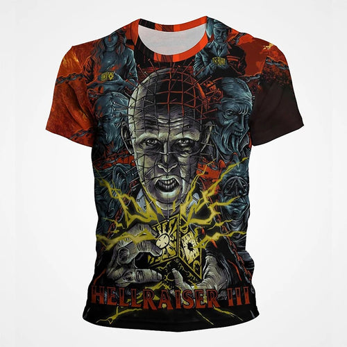 Horror Movie Hellraiser T-Shirts Scary 3D Printed Streetwear Men Women