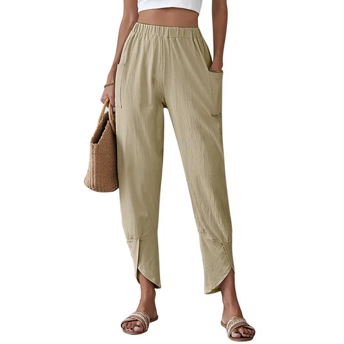 Ladies Cotton Linen Harem Pants Women'S Solid Color Casual Loose Pants