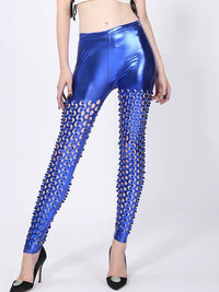 Thumbnail for Hollow Sexy Clubwear Trousers Shiny Leggings Women Pants Stretch Body