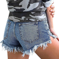 Thumbnail for Women's High Waisted Denim Shorts Summer Pocket Ripped Hem Frayed