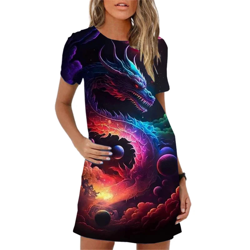 Fashion 3D Print Women Summer Dress New 2024 Streetwear Clothing