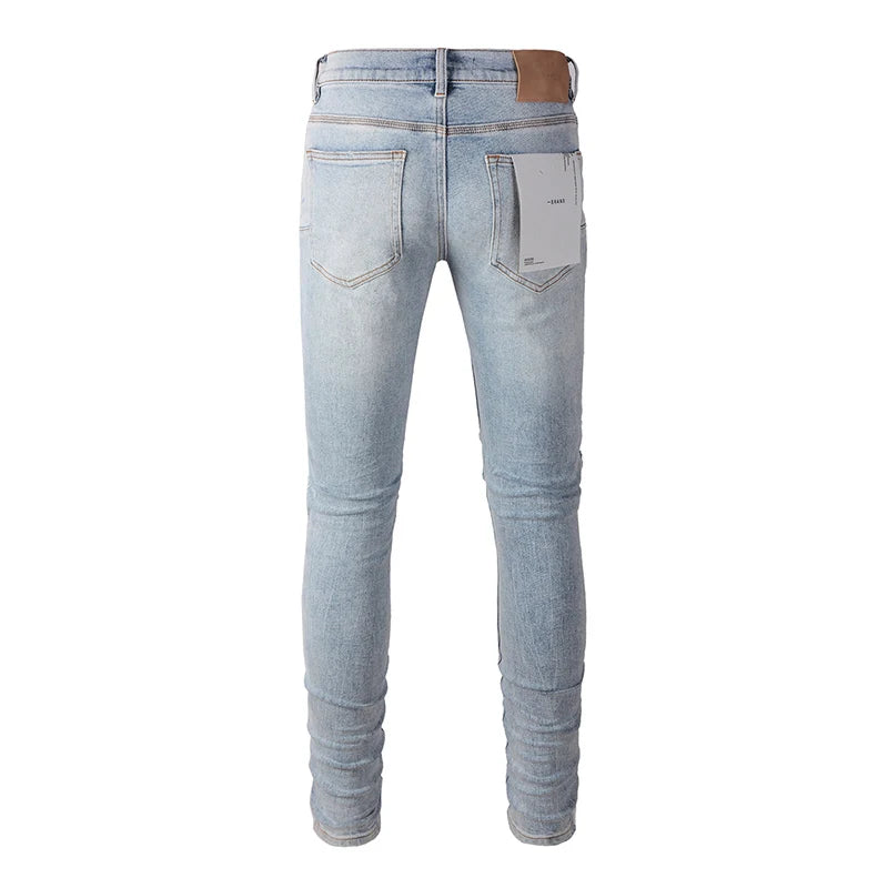 Summer's Men's Classic Blue Streetwear Distressed Skinny Button Fly