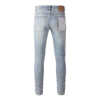 Thumbnail for Summer's Men's Classic Blue Streetwear Distressed Skinny Button Fly