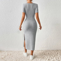 Thumbnail for Women Ribbed Midi Dress Soft Knitted Sexy Pencil Dress Casual Skinny