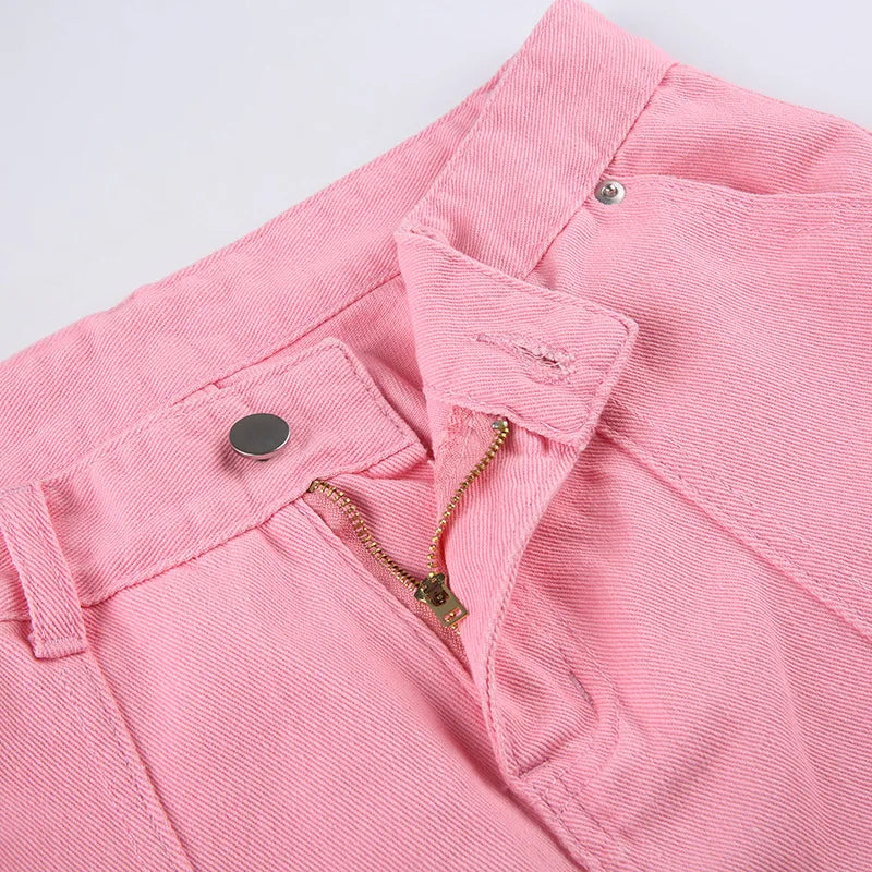 2024 Vintage Pink Cargo Pants Women Y2K Cargo Trousers Female