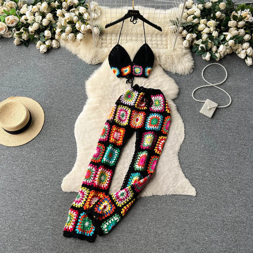 SINGREINY Knitted Beach Two Pieces Suits Women Strap Mini