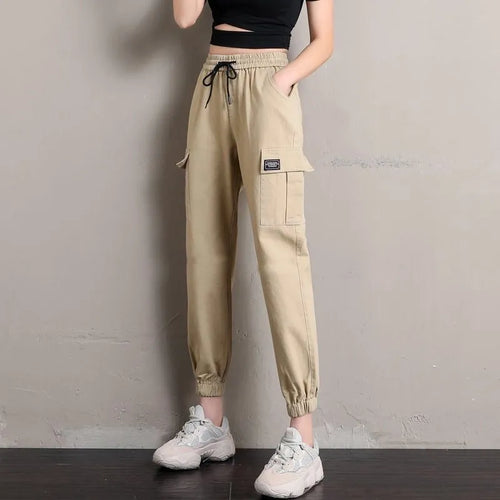 WTEMPO Overalls Women High Waist Sports Casual Pants Loose All-match