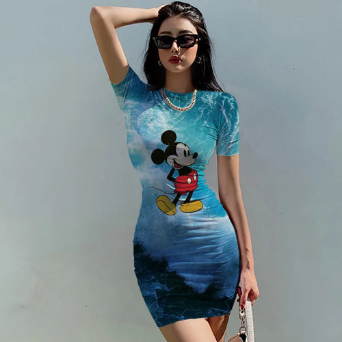 Disney Sexy Minnie Mickey Mouse Cartoon Print Bodycon Slim Pencil