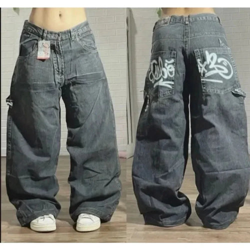 Y2K Street Fashion New Oversized Printed Loose Jeans Male Harajuku