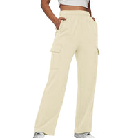 Thumbnail for Elastic Waist Cargo Sweatpants Solid Color Women Straight Leg Pants