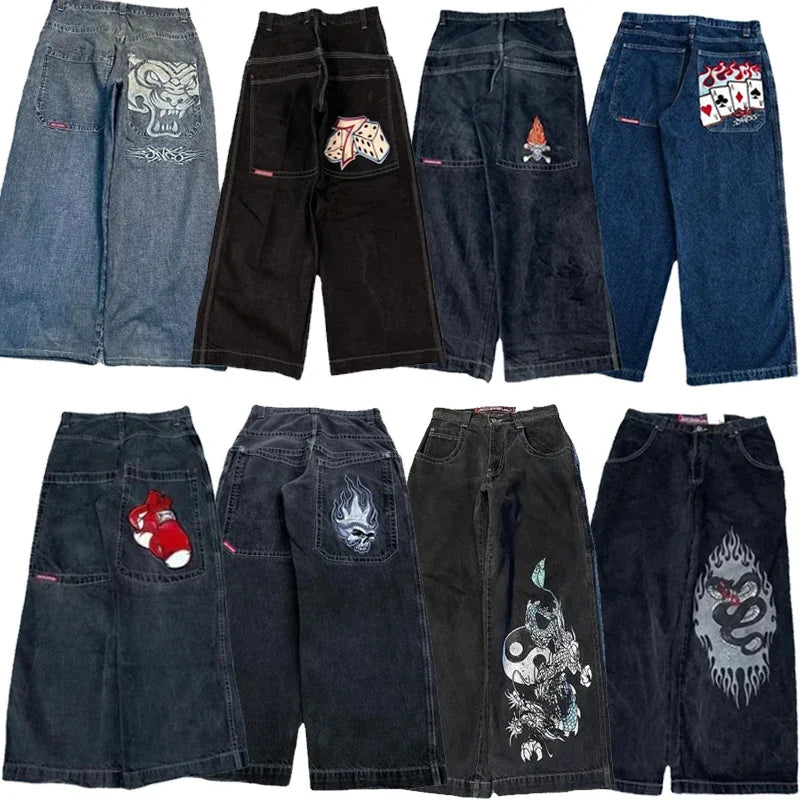 JNCO Y2K Baggy Jeans men vintage Embroidered high quality jeans Hip