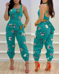 Thumbnail for Women's Jumpsuit Elegant Sexy Suspender Printed Jumpsuits Casual Hip