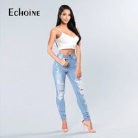 Thumbnail for Echoine Spring Fashion Women Solid High Waist Skinny Pencil  Ripped