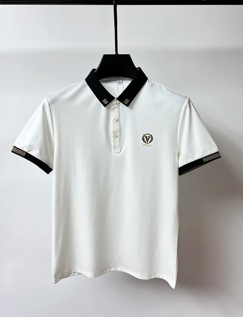 Brand high-end hot diamond embroidered POLO shirt short sleeve men's