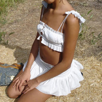 Thumbnail for Cryptographic Y2K Sweet White Two Piece Sets Summer Elegant Outfits