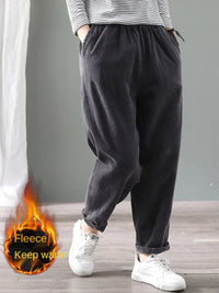 Thumbnail for Velvet Warm Winter Pants for Women Elastic Waist Corduroy Harem Pant