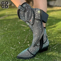 Thumbnail for GOGD Luxury New 2023 Fashion Women's Shiny Ankle Boots Rhinestone