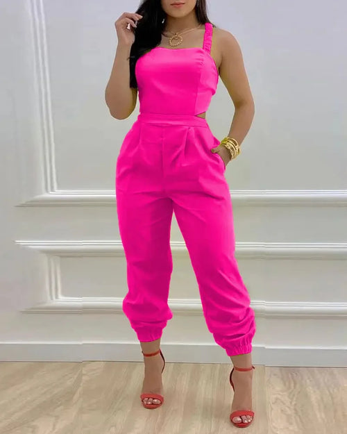 Women's Jumpsuit Elegant Sexy Suspender Printed Jumpsuits Casual Hip