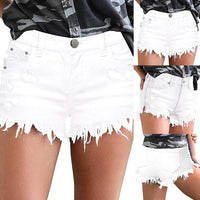 Thumbnail for Women's High Waisted Denim Shorts Summer Pocket Ripped Hem Frayed